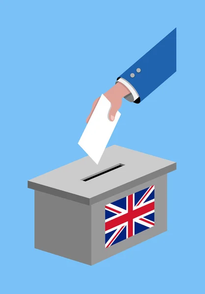 Votar a las elecciones británicas con boleta electoral y Reino Unido — Vector de stock