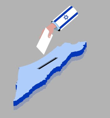 Israil haritası üzerinden Israil seçimlerinde el ile oy