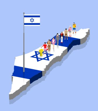 İsrailli vatandaşlar, Israil haritasındaki oy kutusu içinde oylama yapıyorlar