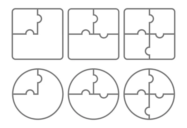 Puzzle Alakzatok Elszigetelt Fehér Background Vektoros Illusztráció — Stock Vector