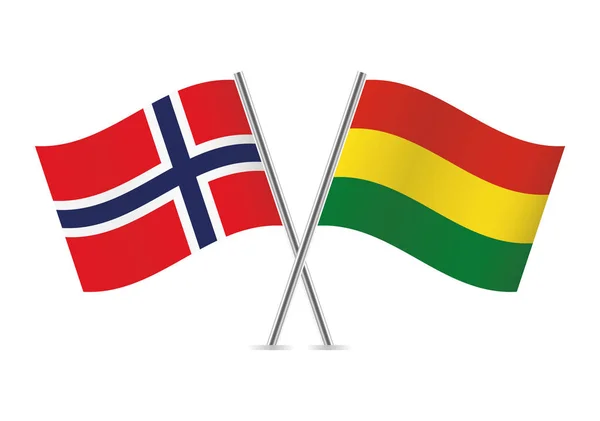 Norveç Bolivya Bayrakları Vektör Çizim — Stok Vektör