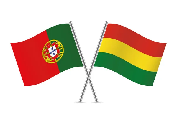 Portugiesische Und Bolivianische Flaggen Vektorillustration — Stockvektor