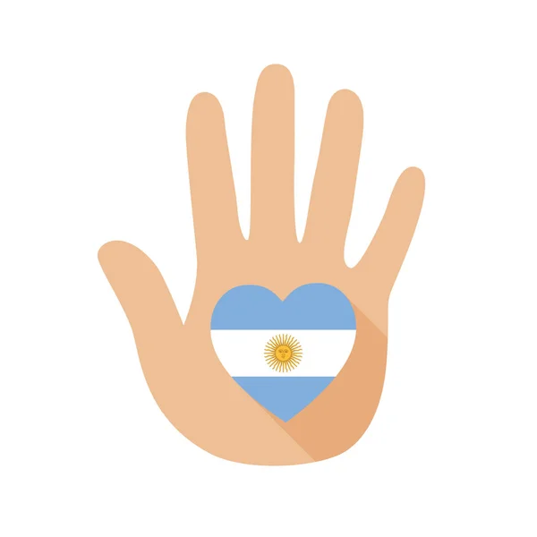 Mano Con Forma Corazón Bandera Argentina Icono Del Vector — Vector de stock