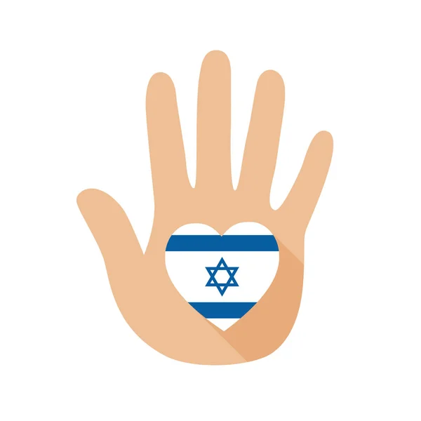 手与心脏形状和以色列旗子 矢量图标 — 图库矢量图片