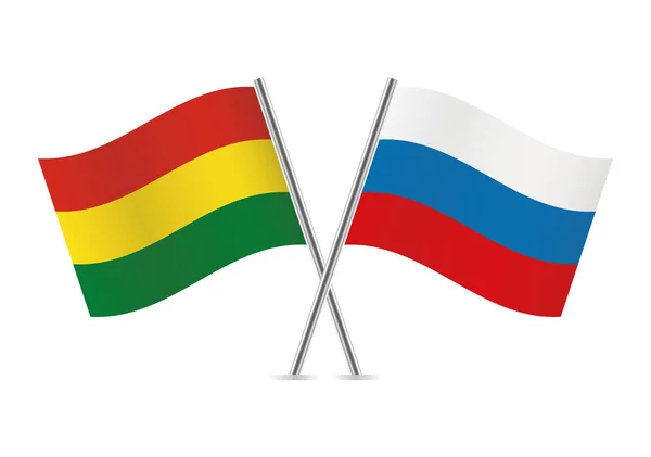 Bolivia Russia Flags Vector Illustration — Stock Vector