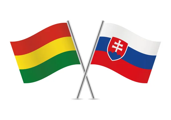 Banderas Bolivia Eslovaquia Ilustración Vectorial — Vector de stock