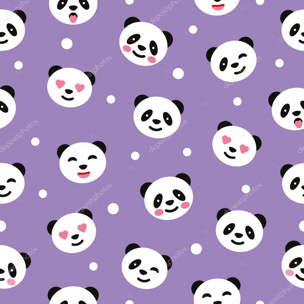 Seamless pattern with panda. Vector illustration.