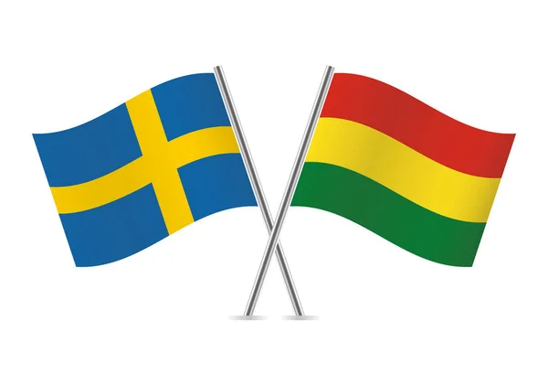 Sweden Bolivia Flags Vector Illustration — Stock Vector