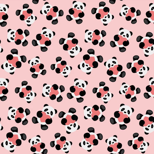 Bezešvé Panda Bear Vzorek Vektorové Ilustrace — Stockový vektor