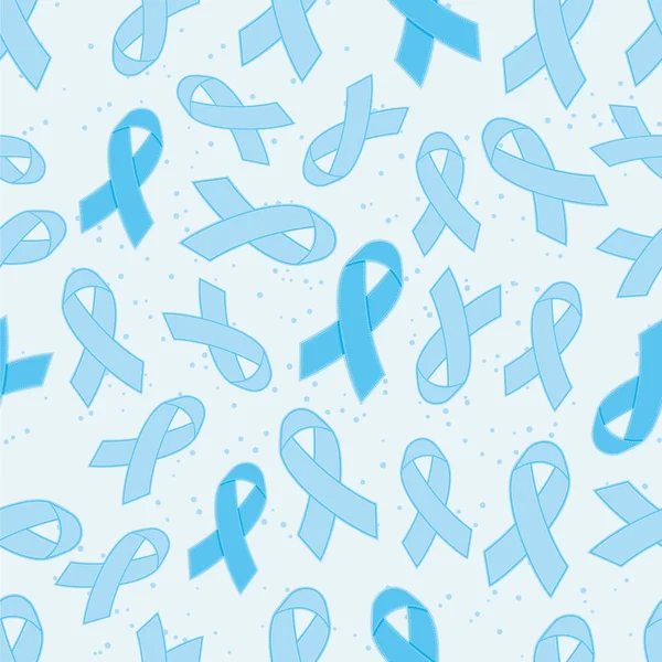 Blå Awareness Ribbon Sömlös Vector Bakgrund — Stock vektor