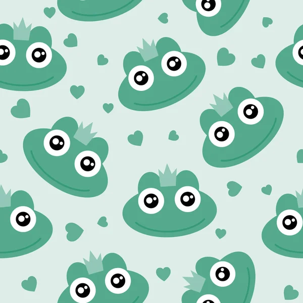 Frog Cute Seamless Pattern Kid Animal Cartoon Background Vector Illustration — Stock Vector