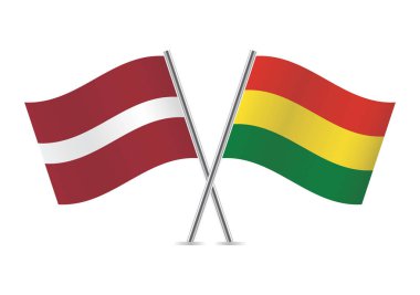 Letonya ve Bolivya bayrakları. Vektör çizim.