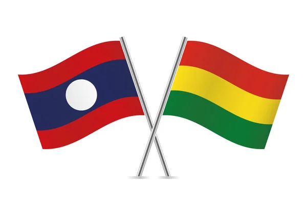 Laos Bolivia Flags Vector Illustration — Stock Vector