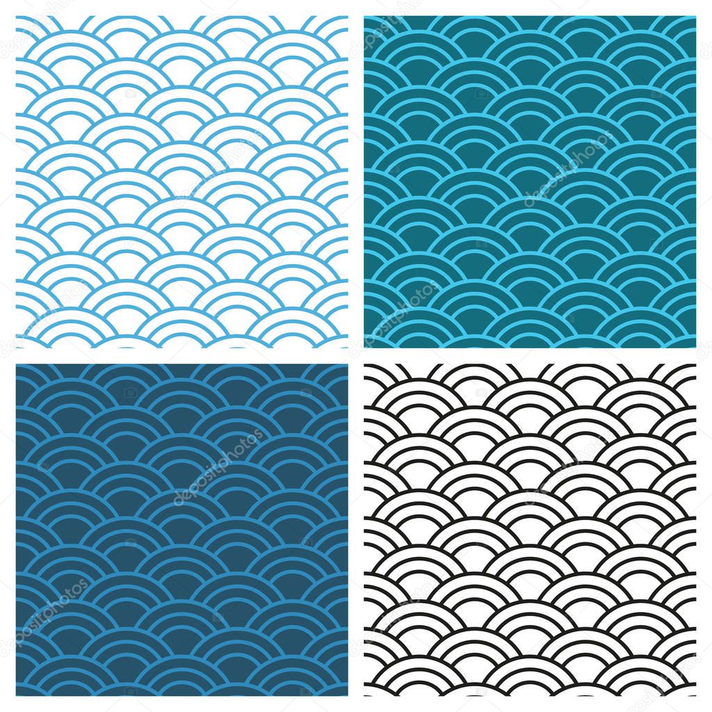 Seamless abstract wave pattern. Circle pattern, ornament. Vector background.