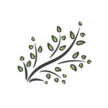 Yeşil yaprakları ile şube. Vektör çizim.