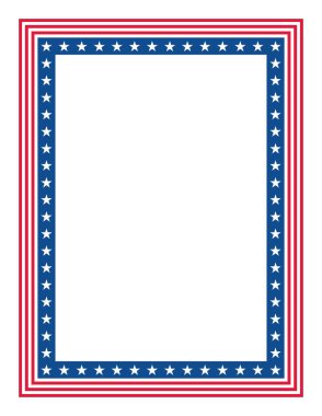 Vatansever Yıldızlar ve Çizgili Dikdörtgen Çerçeve. Yıldız ve Çizgili Amerikan Bayrak Sınırı.