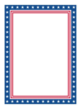 Vatansever Yıldızlar ve Çizgili Dikdörtgen Çerçeve. Yıldız ve Çizgili Amerikan Bayrak Sınırı.