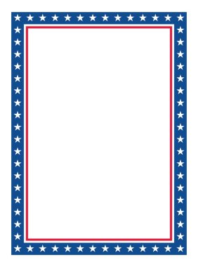 Vatansever Yıldızlar ve Çizgili Dikdörtgen Çerçeve. Yıldız ve Çizgili Amerikan Bayrak Sınırı.