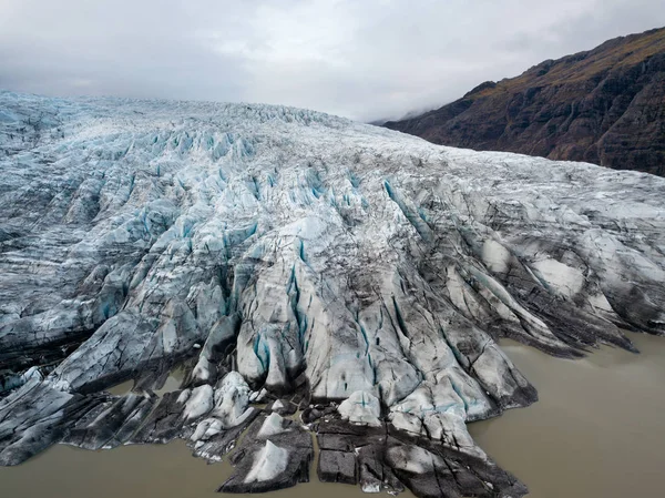 Vista Volo Uccello Vista Panoramica Aerea Ghiacciaio Flaajokull Skaftafell Vatnajokull — Foto Stock