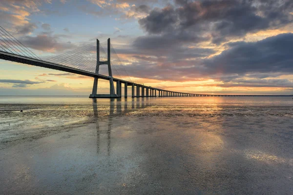 Lisbon Landmark Vasco Gama Bridge Landscape Sunrise Lisbon Amazing Tourist — Φωτογραφία Αρχείου