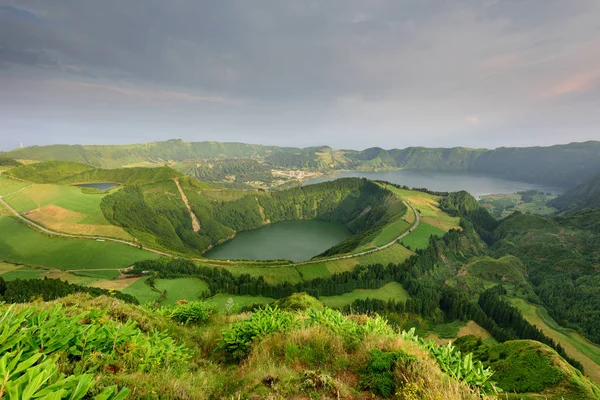 Azori Szigetek Panorámával Természetes Tájra Portugália Csodálatos Festői Szigetére Gyönyörű — Stock Fotó