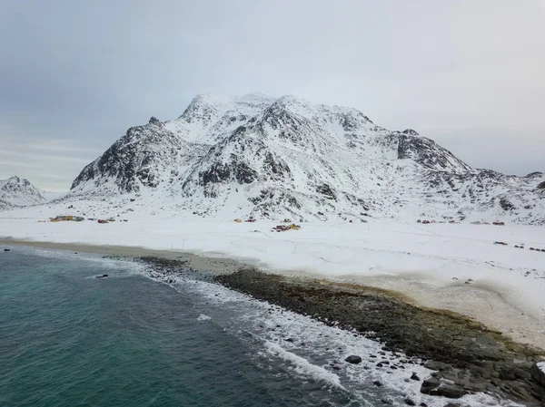 Aerial Drone Panoramic View Amazing Lofoten Islands Top View Picture — Stock Photo, Image