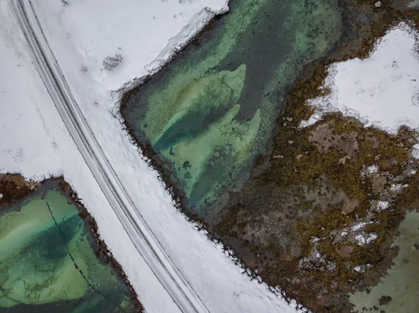 Aerial Drone Panoramic View Amazing Lofoten Islands Top View Picture — Stock Photo, Image