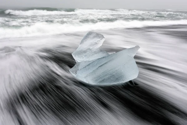 Amazing Diamond Beach Iceland Ice Rock Black Sand Beach Jokulsarlon — Stock Photo, Image