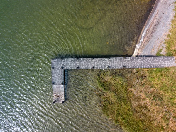 Vista Aérea Belo Cais Pedra Lagoa Das Furnas Ilhas Dos — Fotografia de Stock