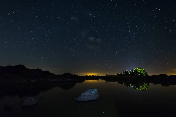 Nachtfotografie Natuurlijke Omgeving Van Barruecos Extremadura Spanje — Stockfoto