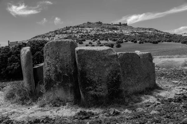 Landscape with ancient prehistoric dolmen in Magacela. Extremadura. Spain.