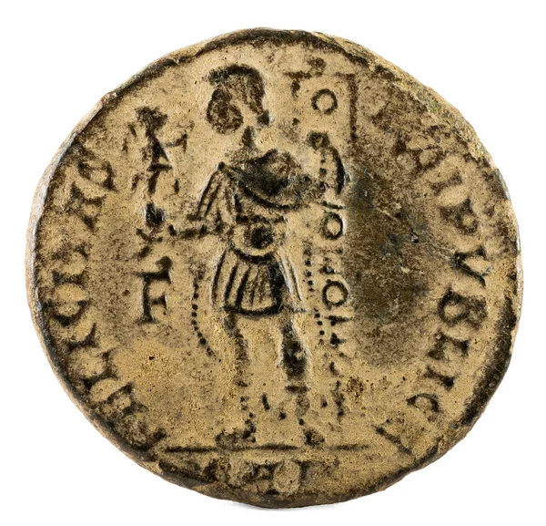Antigua Moneda Romana Cobre Del Emperador Magnencio Invertir — Foto de Stock