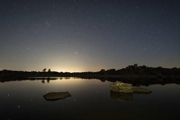 Fotografía Nocturna Área Natural Barruecos Extremadura España — Foto de Stock