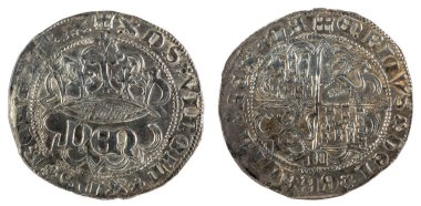 Antik Ortaçağ gümüş sikke Kral Enrique IV. Gerçek. Segovia içinde icat. İspanya.