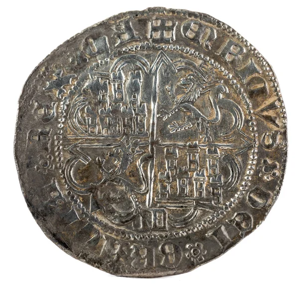 Antika Medeltida Silvermynt Kung Enrique Dropp Riktiga Myntade Segovia Spanien — Stockfoto