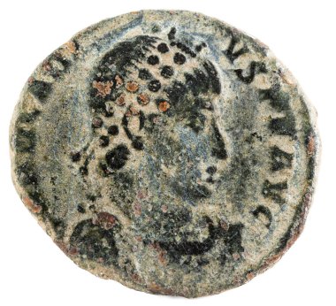 İmparatoru Arcadius Antik Roma bakır sikke. Ön yüzde.