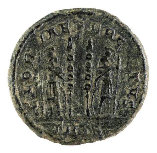 Antigua Moneda Romana Cobre Del Emperador Constantino Magnus Invertir —  Fotos de Stock