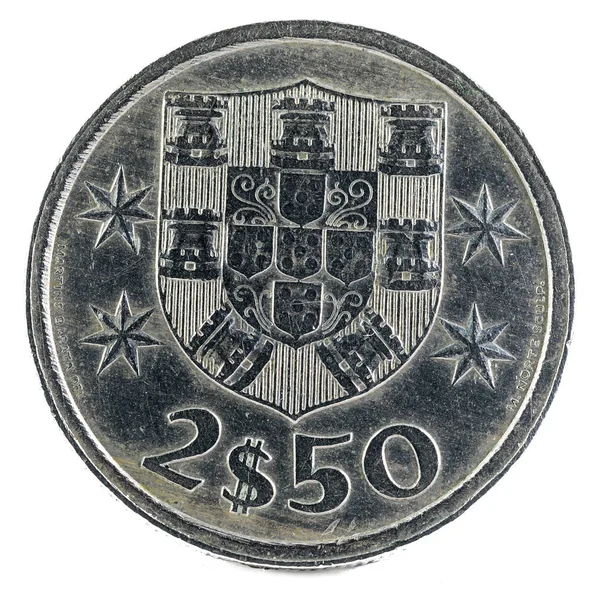 Portugalski Stare Monety Escudos 1977 Odwrócenie — Zdjęcie stockowe