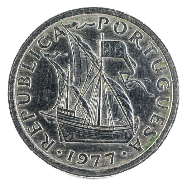 Old Portuguese Coin Escudos 1977 Obverse — Stock Photo, Image