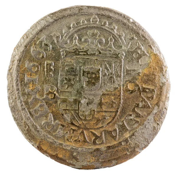 Eski İspanyol Kralı Felipe IV'ın bakır. 1663. içinde Segovia icat. 16 Maravedis. Ters.