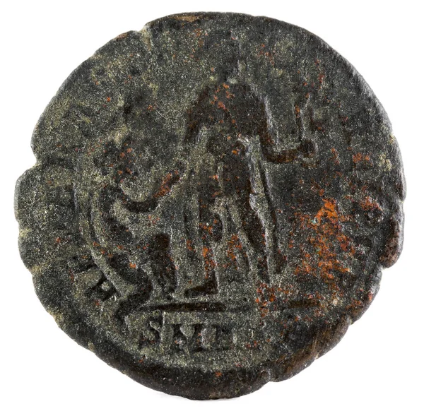 Antigua Moneda Romana Cobre Del Emperador Graciano Invertir —  Fotos de Stock