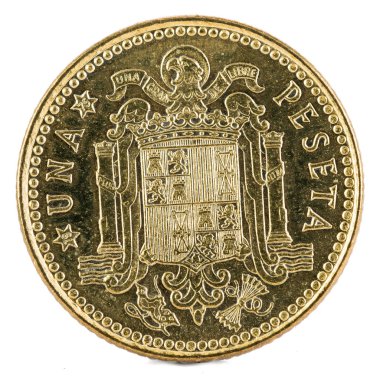 1 peseta, Francisco Franco eski İspanyolca sikke. Yıl 1966, 19 75 yıldız. Ters.