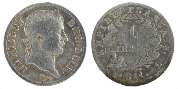 1811, Fransa 1 İmparatorluğu, Napoleon ı. gümüş sikke. 1 frankı.