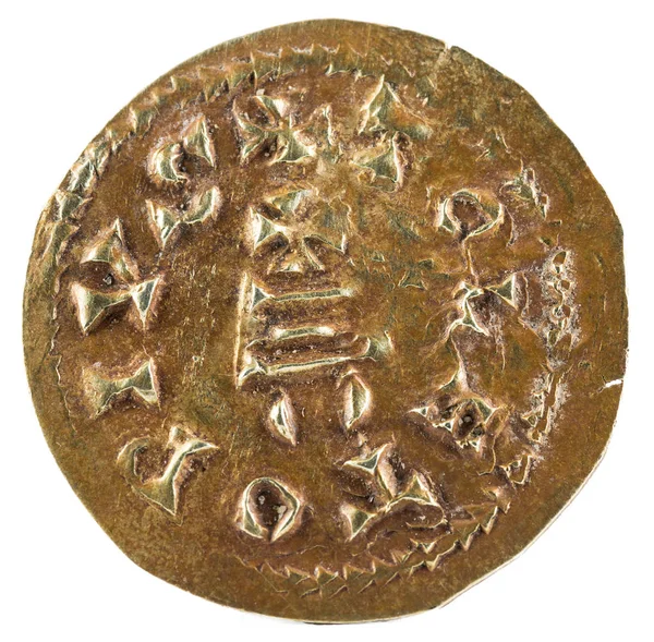 Egica の古代の西ゴート族の金貨 Tremissis トレドの造語 — ストック写真