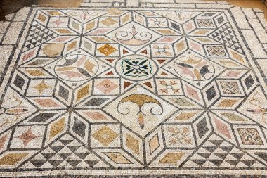 Antik mozaik. İtalya 'nın Roma harabeleri. Santipo bir kere. Sevilla. İspanya.