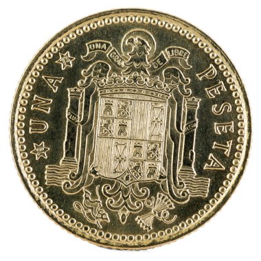 1 peseta, Francisco Franco eski İspanyolca sikke. Yıl 1966, 19 73 yıldız. Ters.
