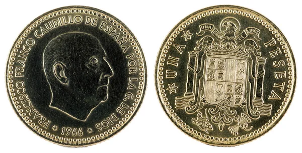Oude Spaanse Munt Van Peseta Francisco Franco Jaar 1966 Sterren — Stockfoto