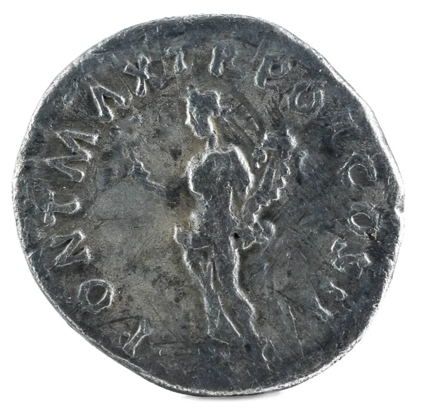 Antigua Moneda Plata Romana Denario Del Emperador Trajano Invertir — Foto de Stock