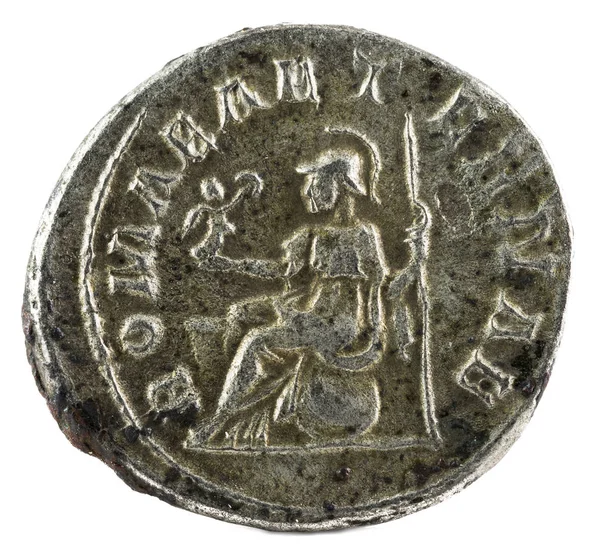 Antoniniana Wybitego Starożytne Rzymskie Srebrna Moneta Philip Rewers — Zdjęcie stockowe