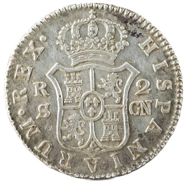 Starożytnych Hiszpański Srebrna Moneta Król Karol 1808 Ukuł Sevilla Reales — Zdjęcie stockowe